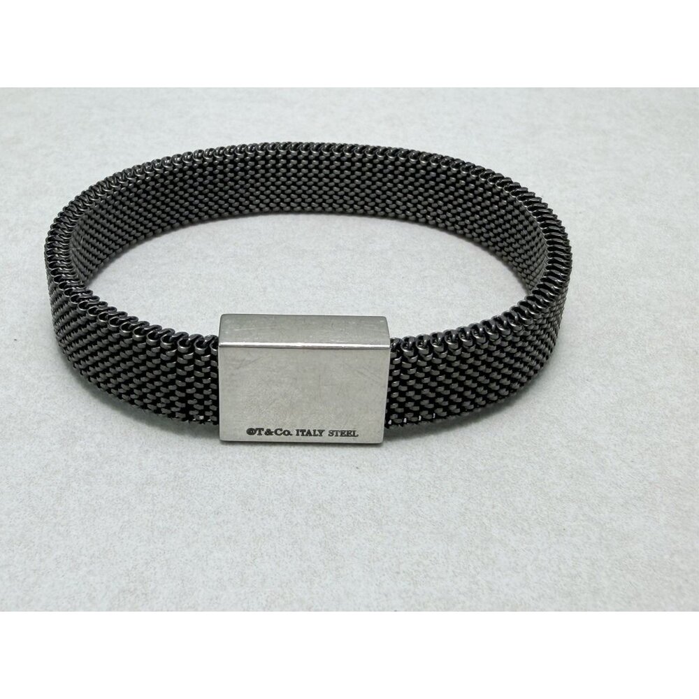 Tiffany & Co Steel Mesh Stretch Bracelet Sz 6.5 Box Pouch And Box Unisex - Picture 8 of 8